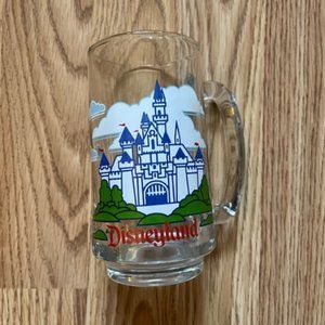 Vtg Disneyland Cinderella Castle Glass Stein Mug 5.5" Walt Disney Productions